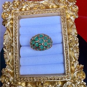 Ross-Simons Sterling silver Dome Ring with emerald Green Stones